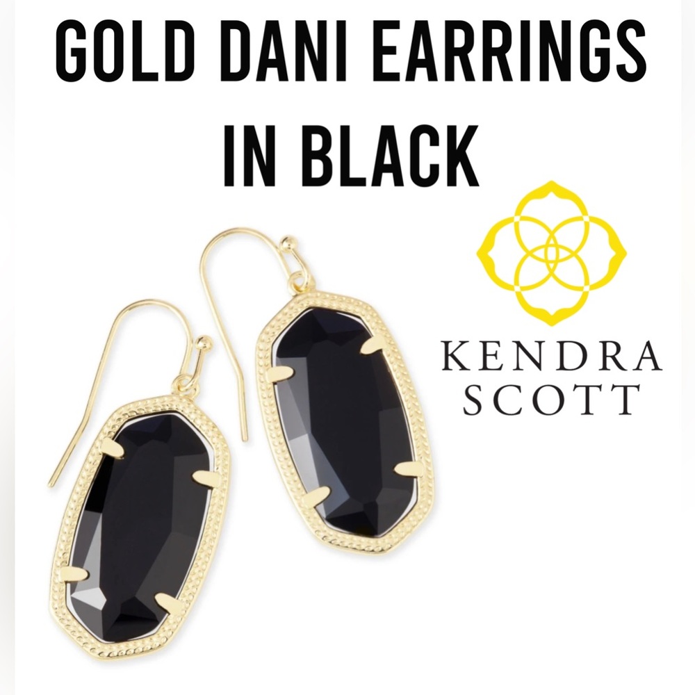 🚫SOLD🚫KENDRA SCOTT GOLD DANI EARRINGS IN BLACK BASIC CAPSULE WARDROBE
